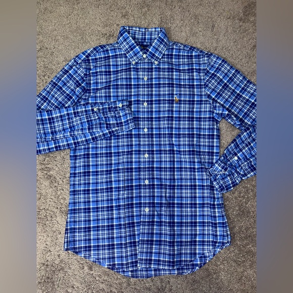 Ralph Lauren Slim Fit Stretch Oxford Button Up Down Mens Size Medium Dress Shirt - Picture 3 of 11